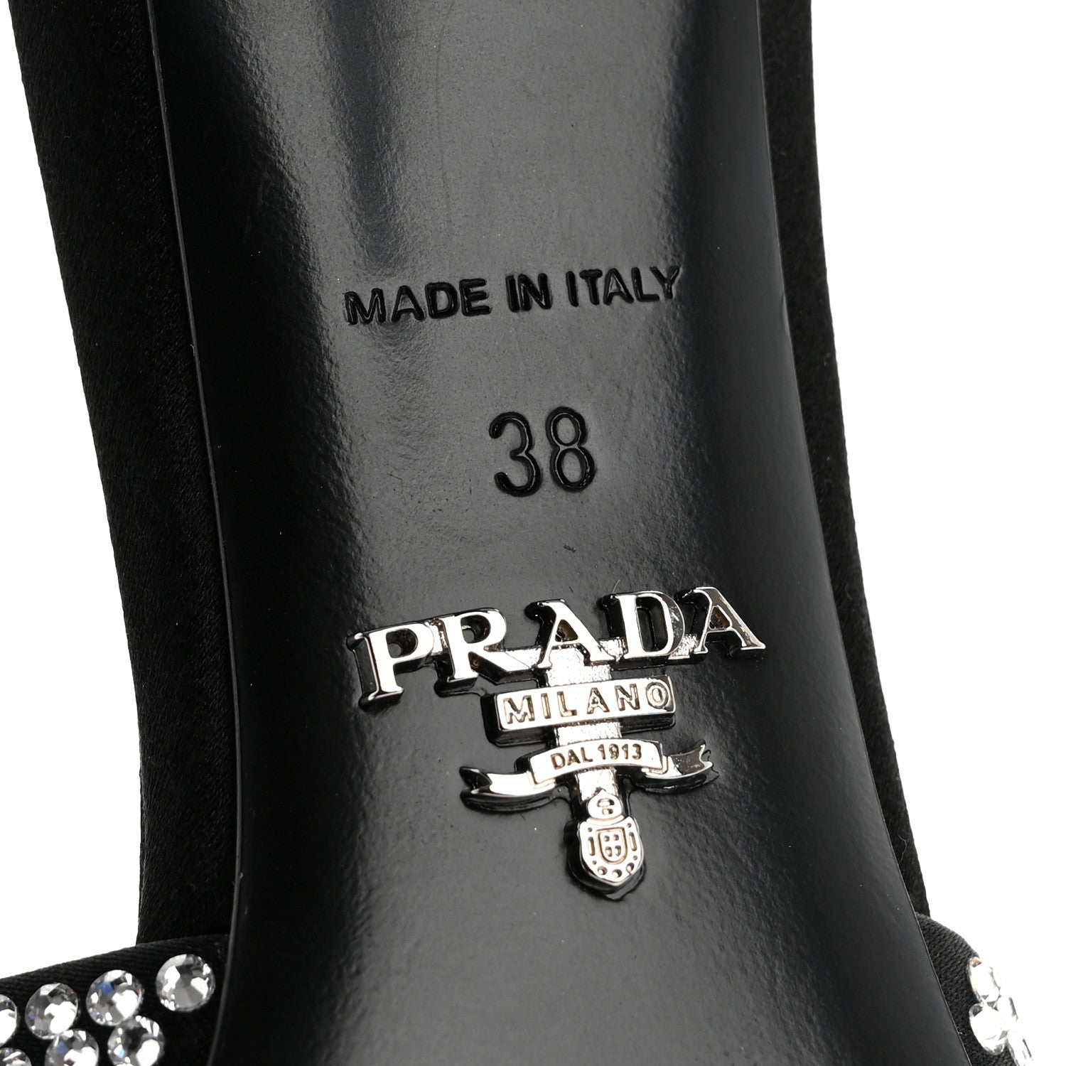Prada Satin Crystal Logo 65mm Slide Sandals 38 Cristal 8 of 9