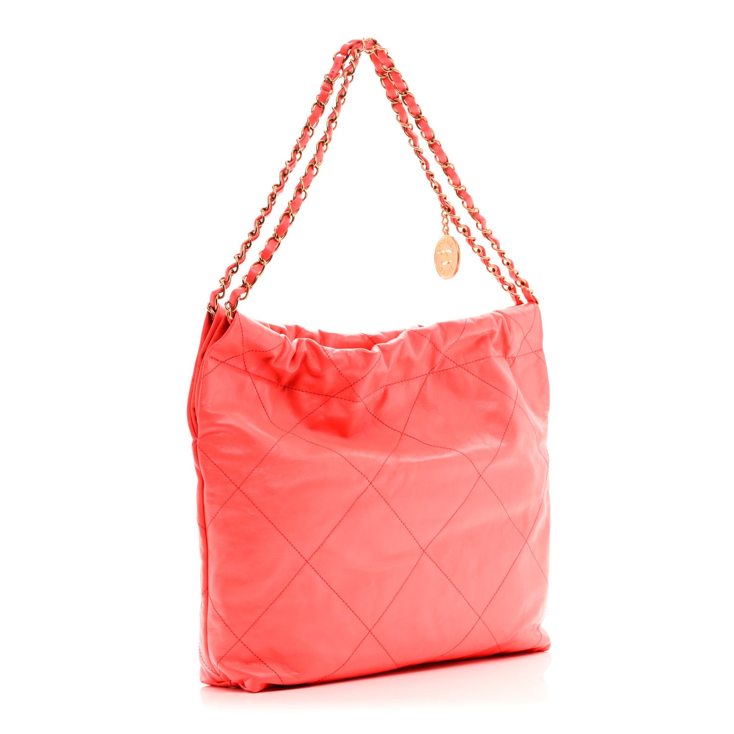 Chanel Shiny Calfskin Quilted Small Chanel 22 Coral 6 of 21