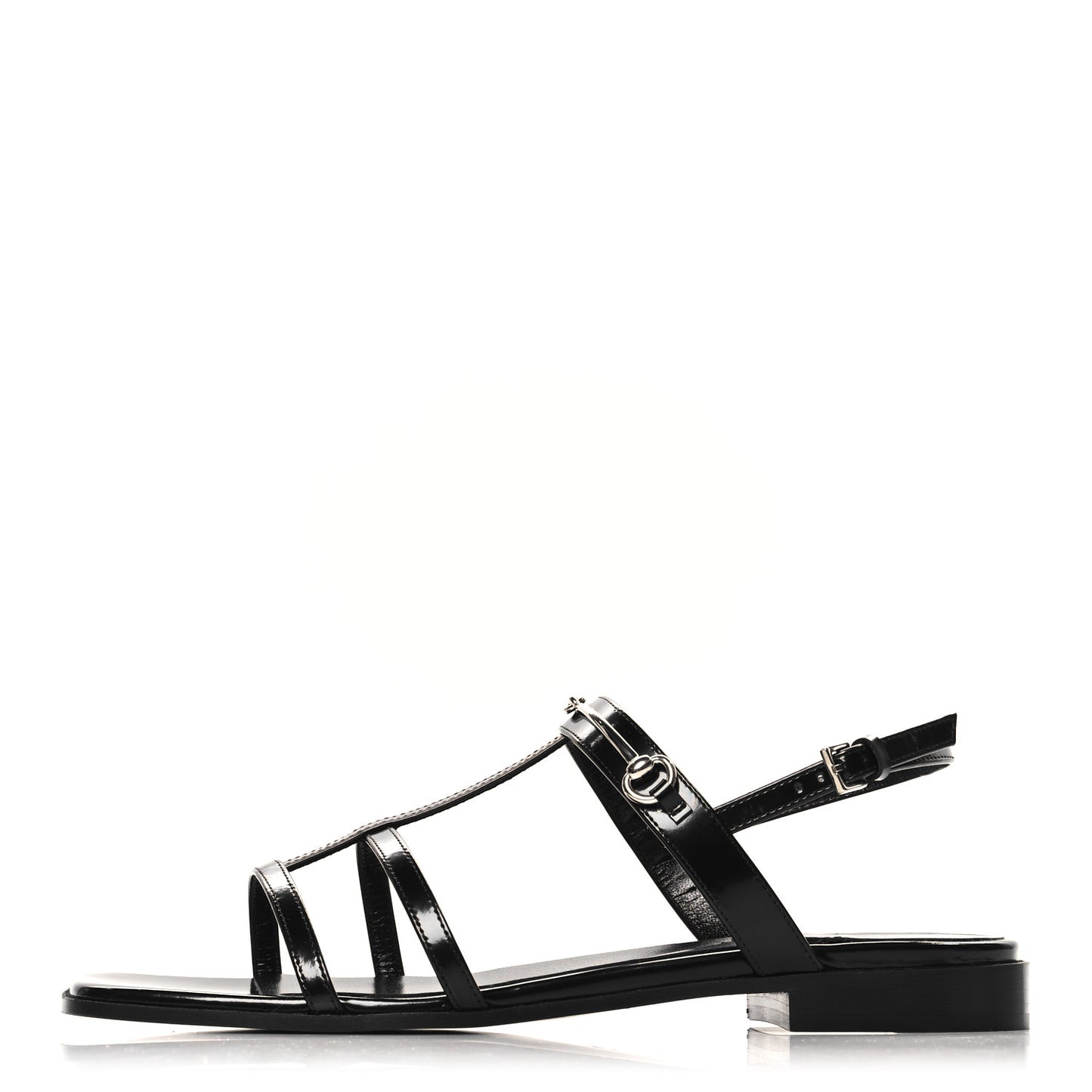 Calfskin Horsebit Divine Slingback Sandals 37 Black