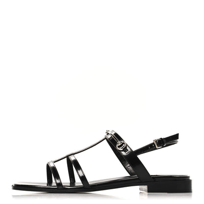 Gucci Calfskin Horsebit Divine Slingback Sandals 37 Black 1 of 9