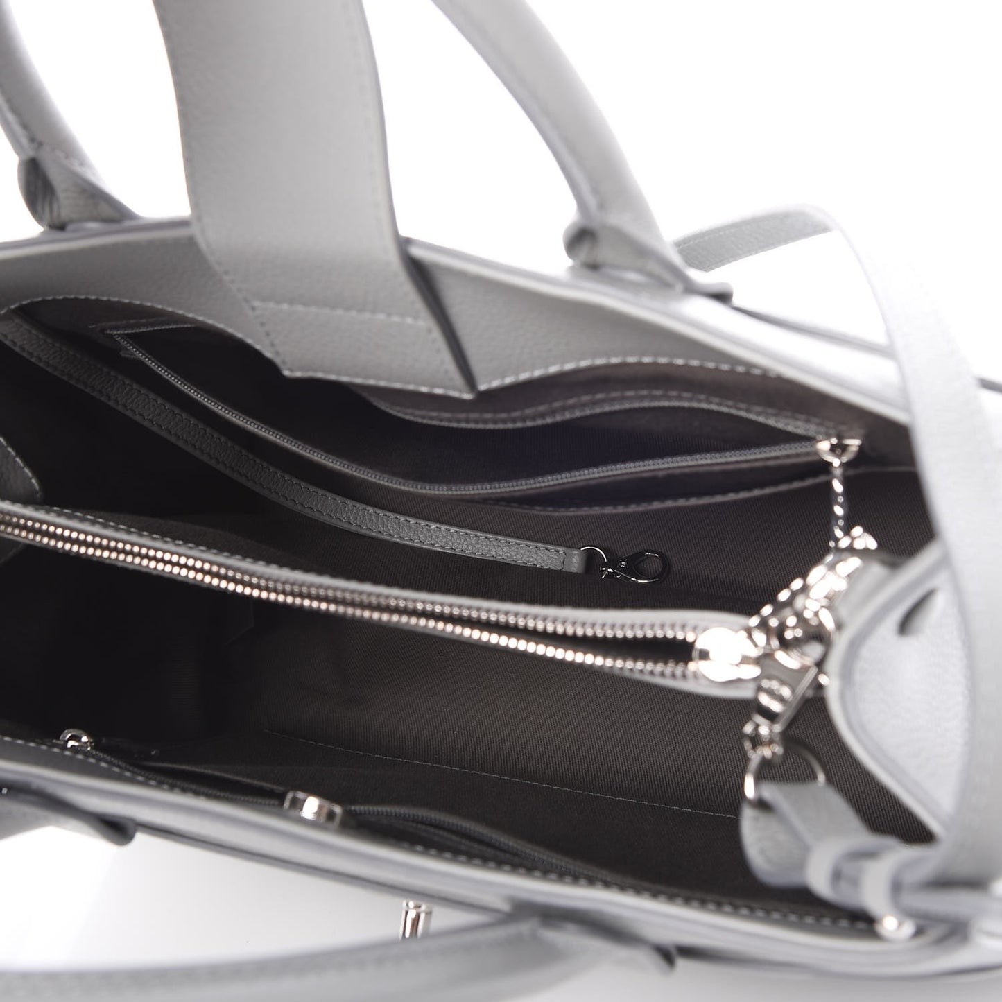Grained Calfskin Small Neo Executive Shopper Tote Grey