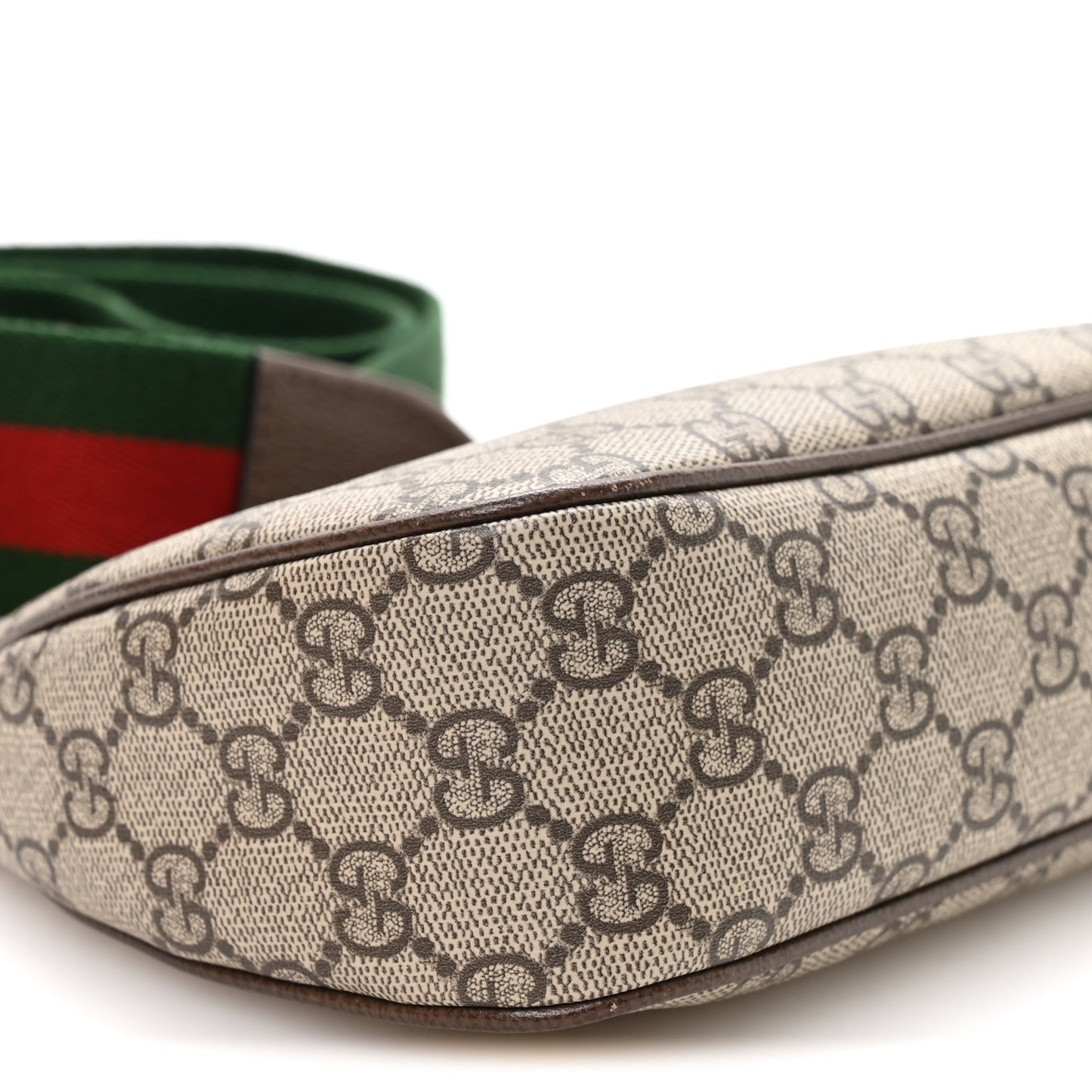 GG Supreme Monogram Textured Dollar Calfskin Web Small Ophidia GG Handbag Beige Ebony New Acero