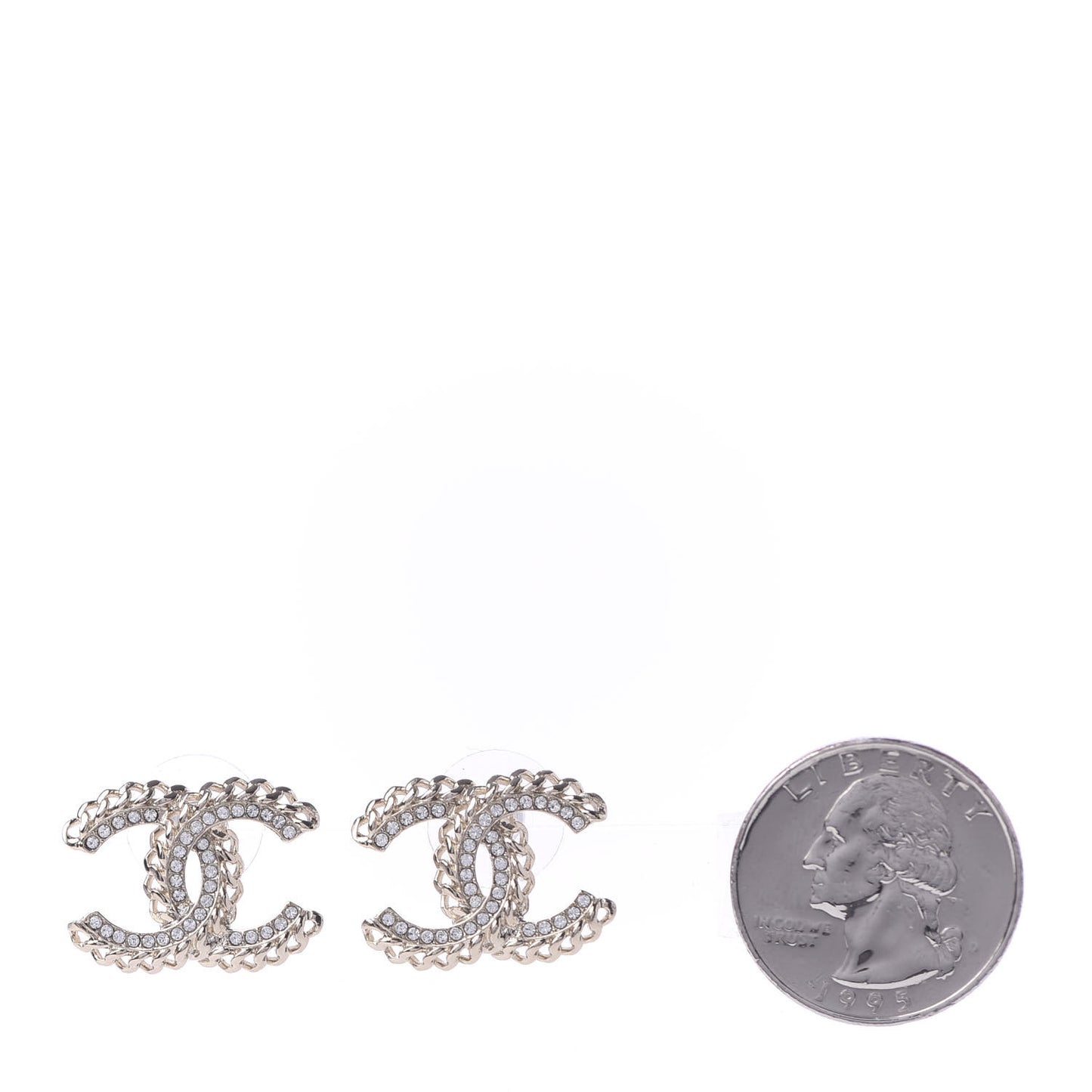 Crystal Chain CC Earrings Gold