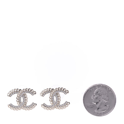 Chanel Crystal Chain CC Earrings Gold 2 of 5