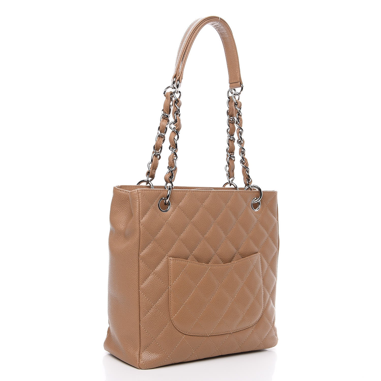 Chanel Caviar Quilted Petit Shopping Tote PST Dark Beige 2 of 12