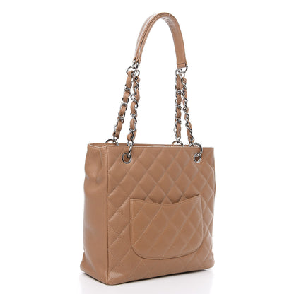 Chanel Caviar Quilted Petit Shopping Tote PST Dark Beige 2 of 12