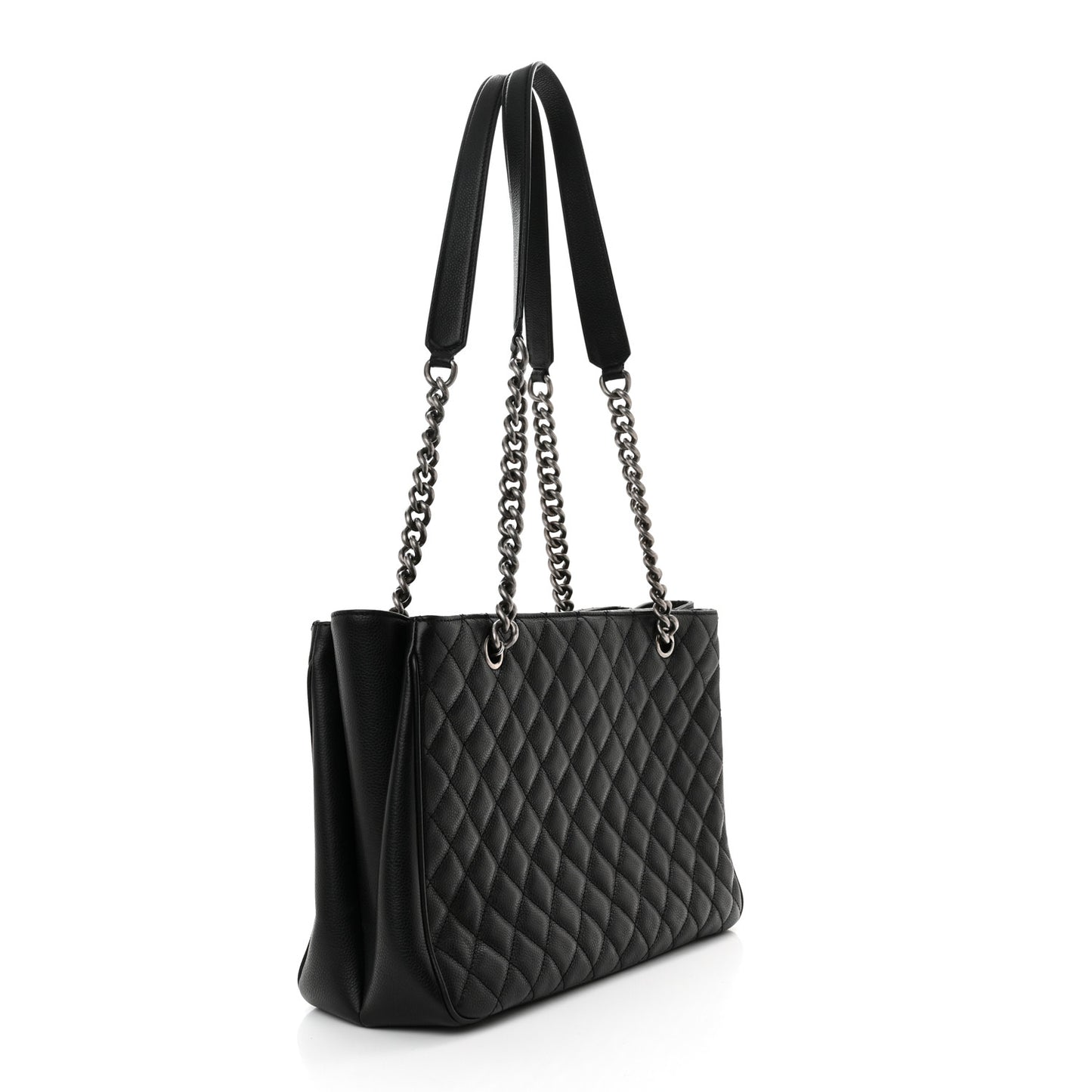 Caviar Quilted Medium Rock In Rome Tote Black