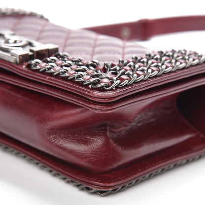 Chanel Glazed Calfskin Quilted Small Boy Chained Flap Burgundy 10 of 18