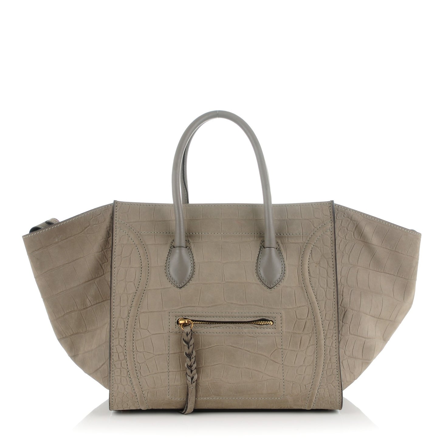 Crocodile Embossed Nubuck Medium Phantom Luggage Grey