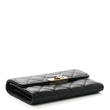 Chanel Caviar Quilted Small Golden Class Flap Wallet Black 4 of 7