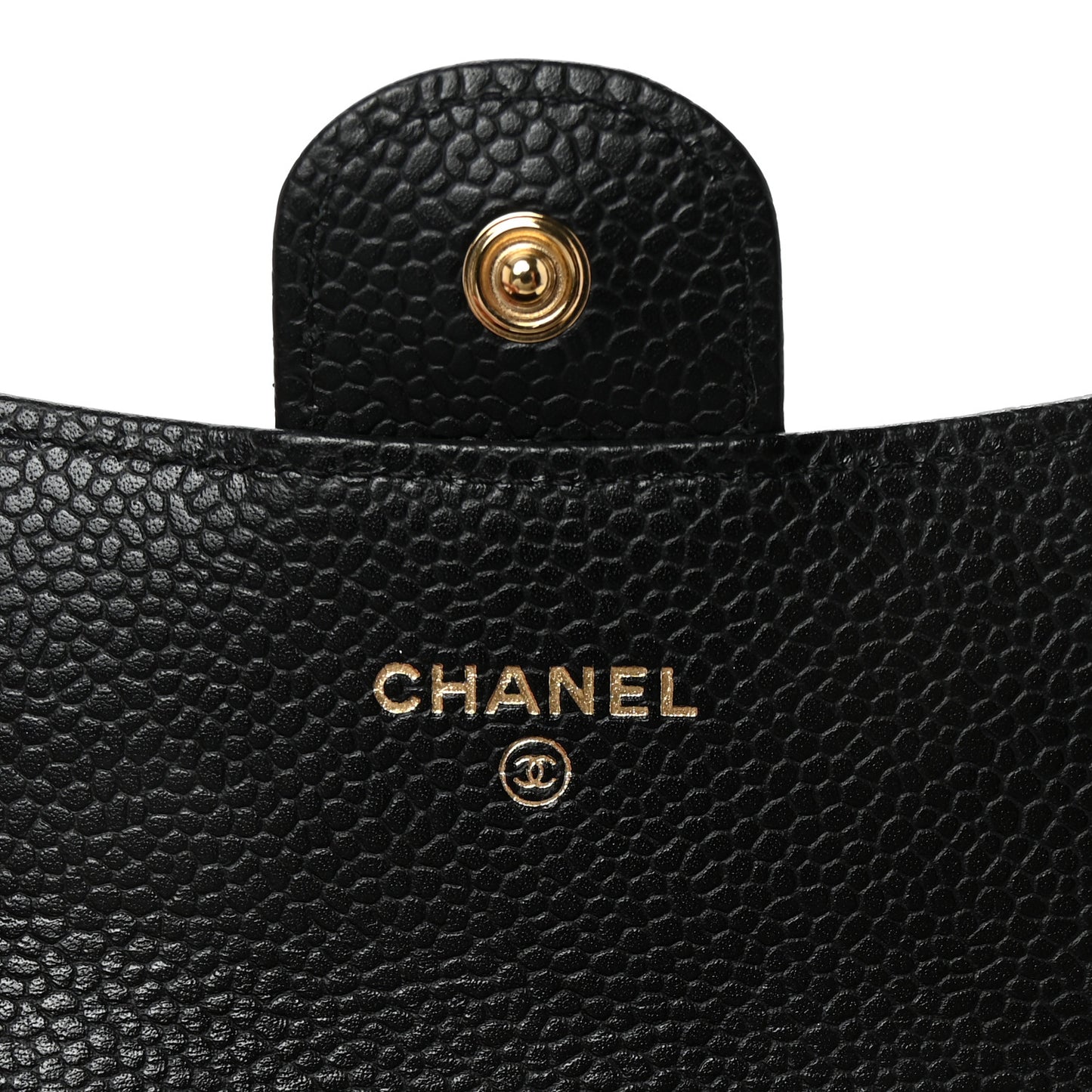 Caviar Quilted Flap Card Holder Wallet Black