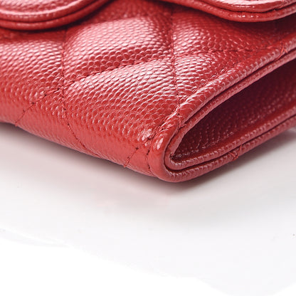 Chanel Caviar Quilted Flap Card Holder Dark Red 6 of 10
