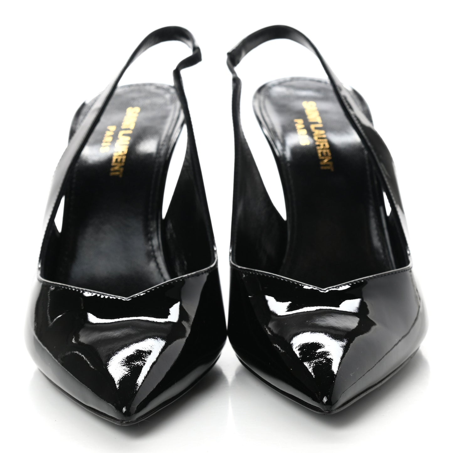 Patent Calfskin Slingback Pumps 37 Black