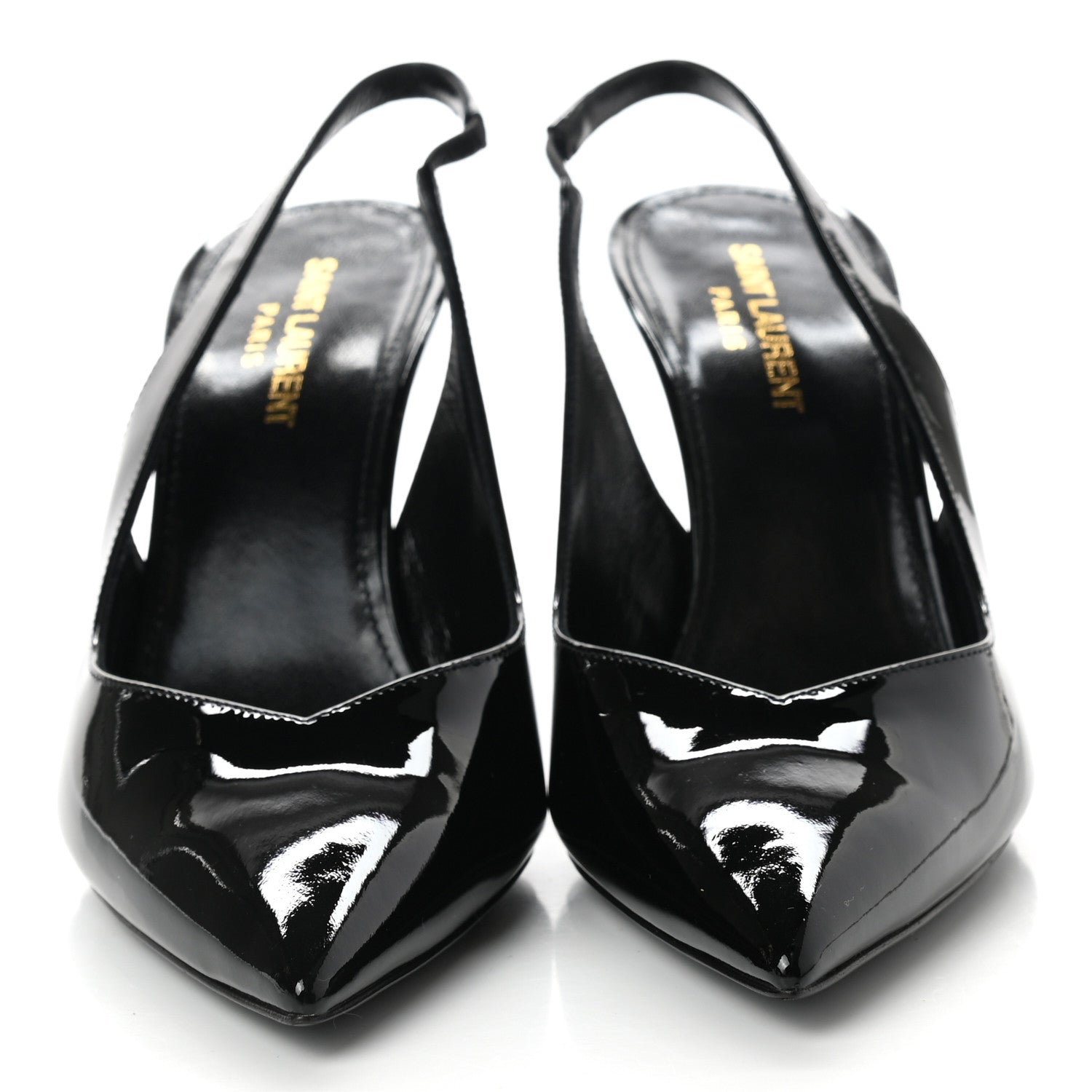 Saint Laurent Patent Calfskin Slingback Pumps 37 Black 3 of 8