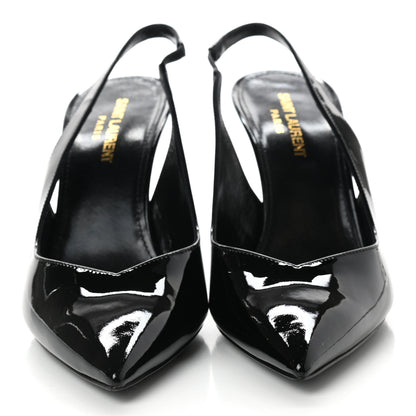 Saint Laurent Patent Calfskin Slingback Pumps 37 Black 3 of 8
