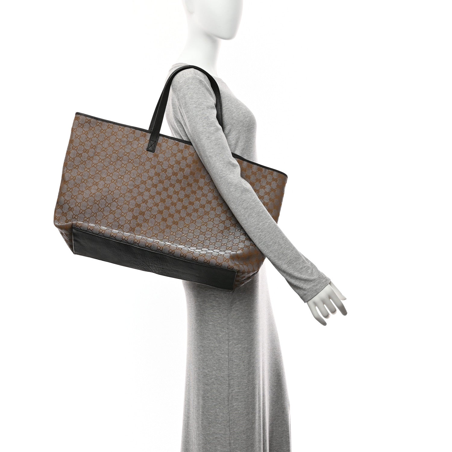 Gucci Metallic Monogram XL Shopper Tote Black 2 of 16