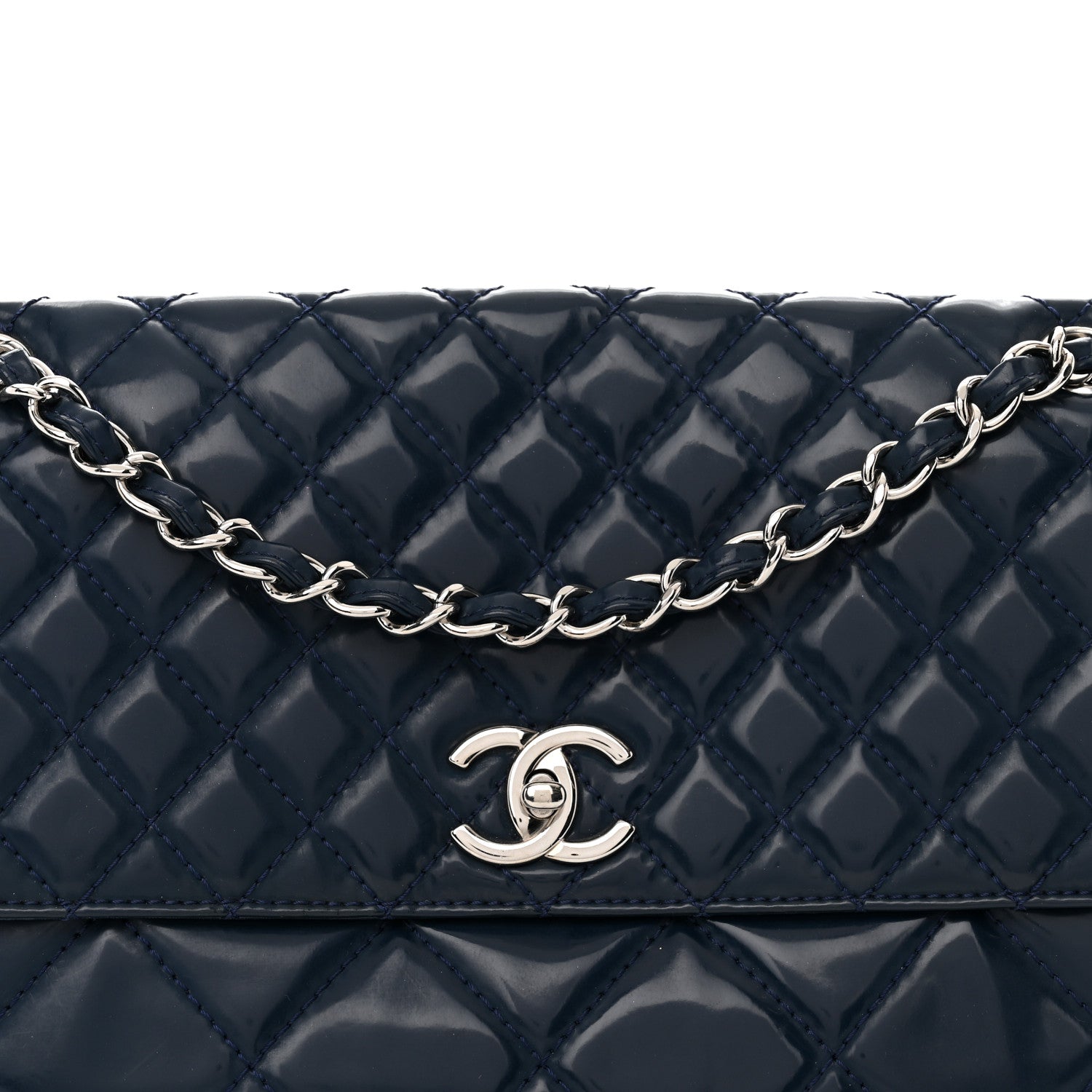 Chanel Vinyl Quilted In the Business Flap Bag Navy Blue 8 of 13