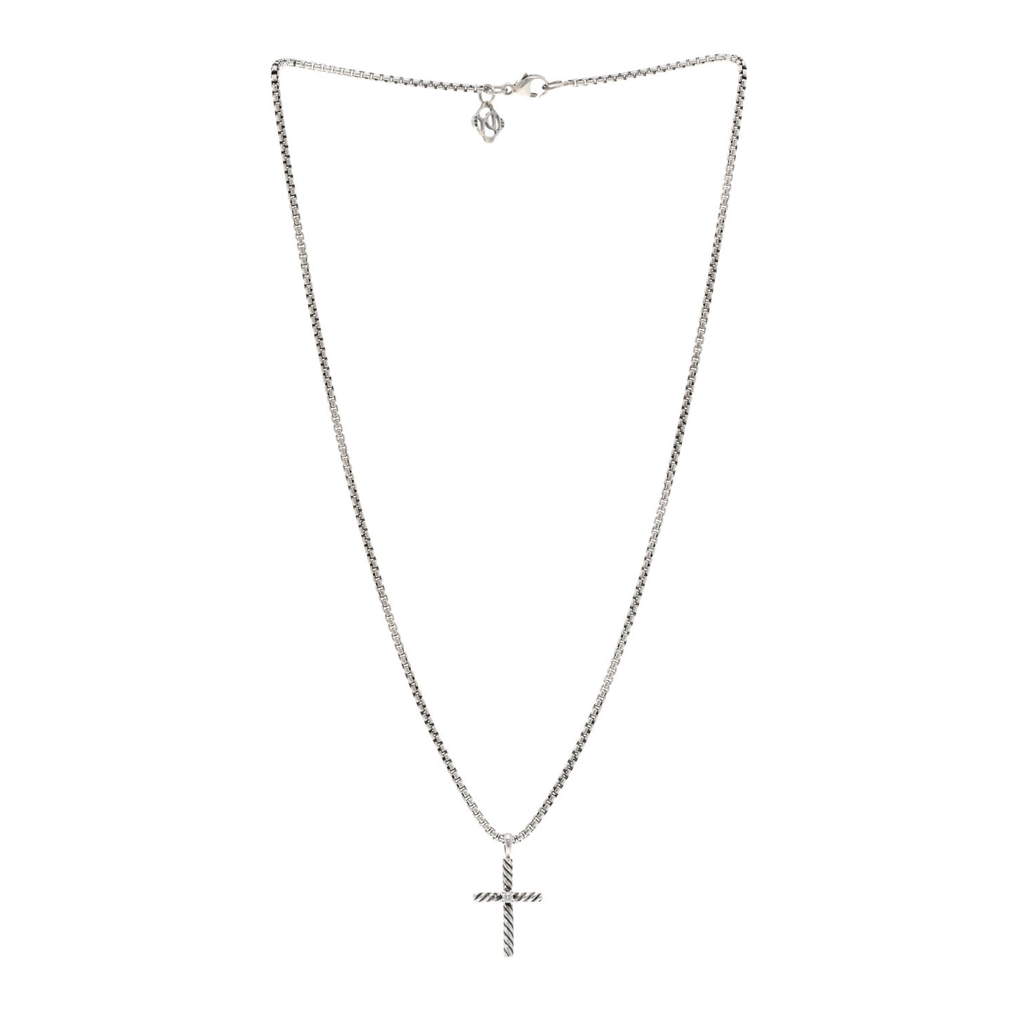 Sterling Silver Diamond Cable Classics Cross Necklace