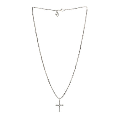 David Yurman Sterling Silver Diamond Cable Classics Cross Necklace 3 of 4