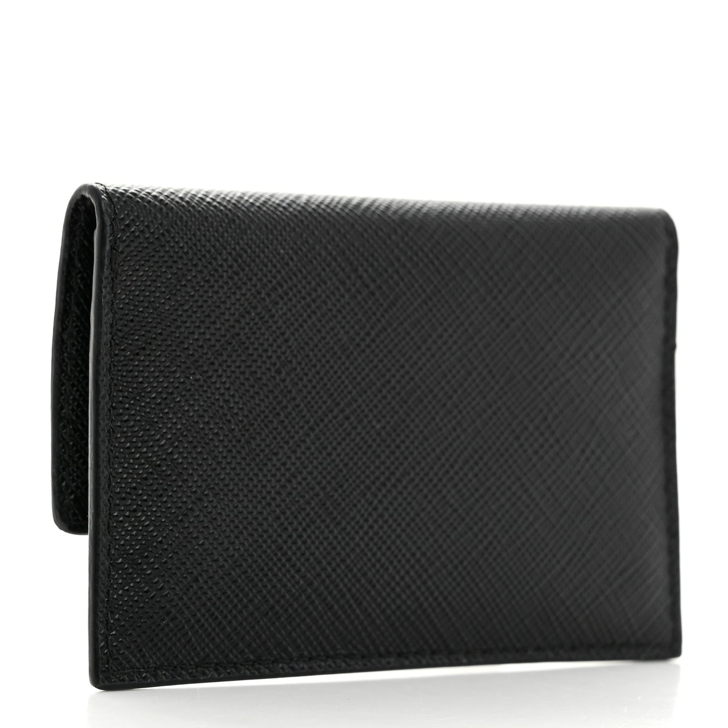 Saffiano Triangle Bi-Fold Card Holder Wallet Black