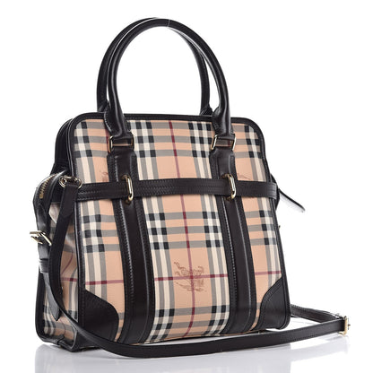 Burberry Haymarket Check Medium Minford Portrait Tote Chocolate 1 of 10