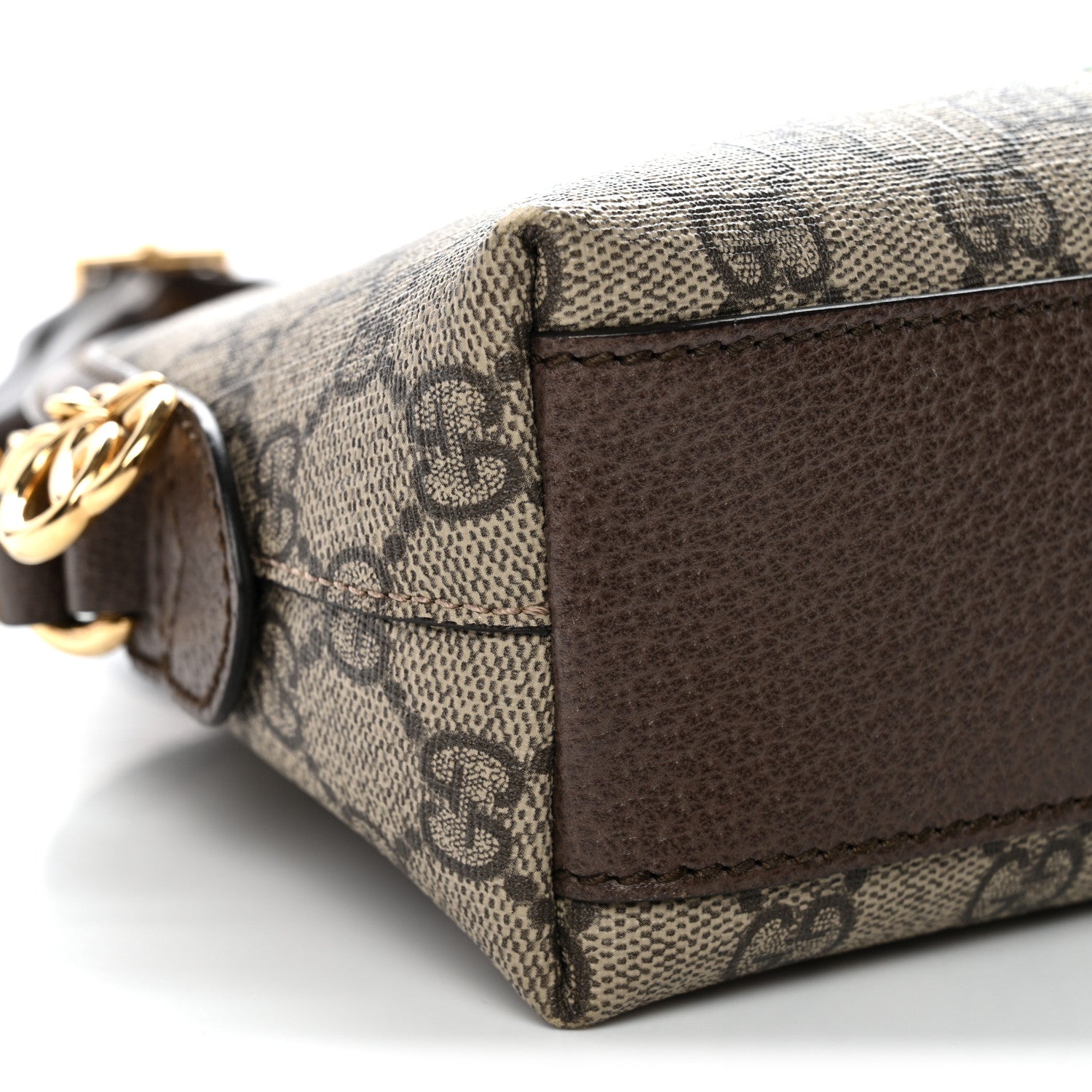Gucci GG Supreme Monogram Textured Dollar Calfskin Web Small Ophidia Dome Shoulder Bag Beige Ebony New Acero 9 of 13