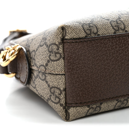 Gucci GG Supreme Monogram Textured Dollar Calfskin Web Small Ophidia Dome Shoulder Bag Beige Ebony New Acero 9 of 13