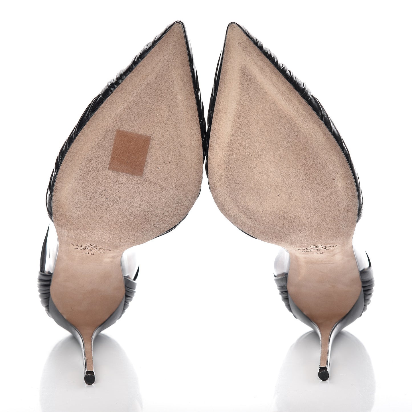 Ruched Lambskin PVC B-Drape Pumps 39 Black