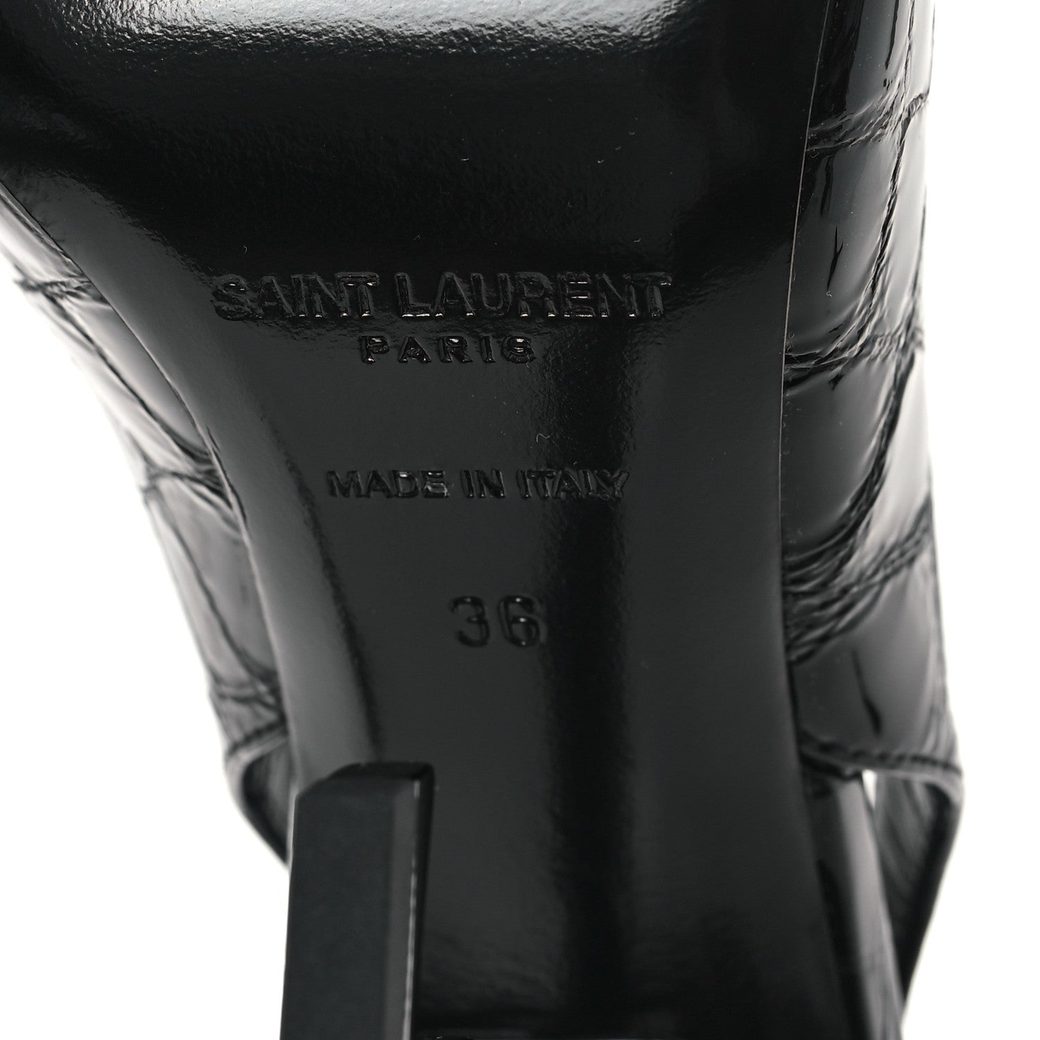 Saint Laurent Patent Opyum Crocodile Embossed Slingback Pumps 36 Black 7 of 10