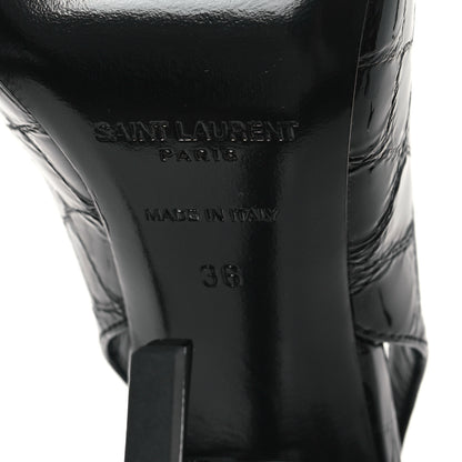 Saint Laurent Patent Opyum Crocodile Embossed Slingback Pumps 36 Black 7 of 10