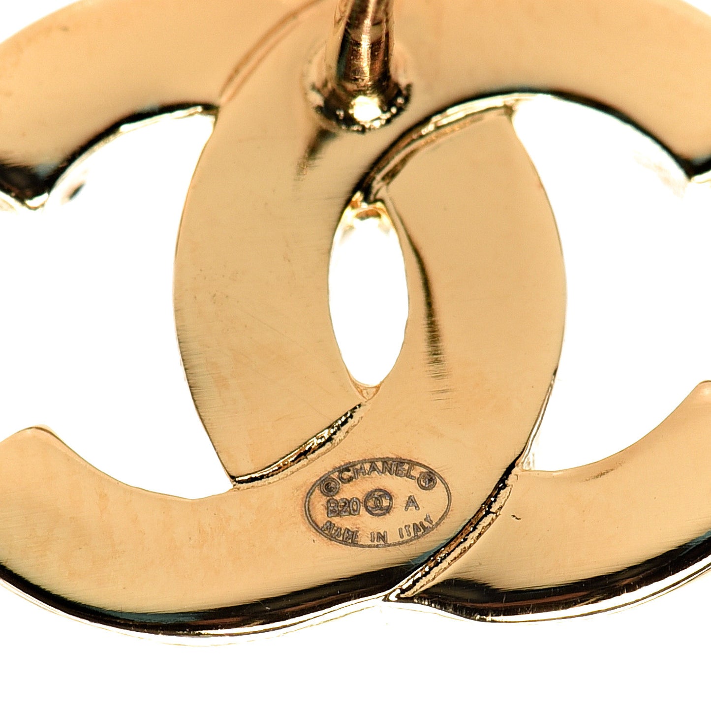 Metal CC Paris Button Stud Earrings Gold