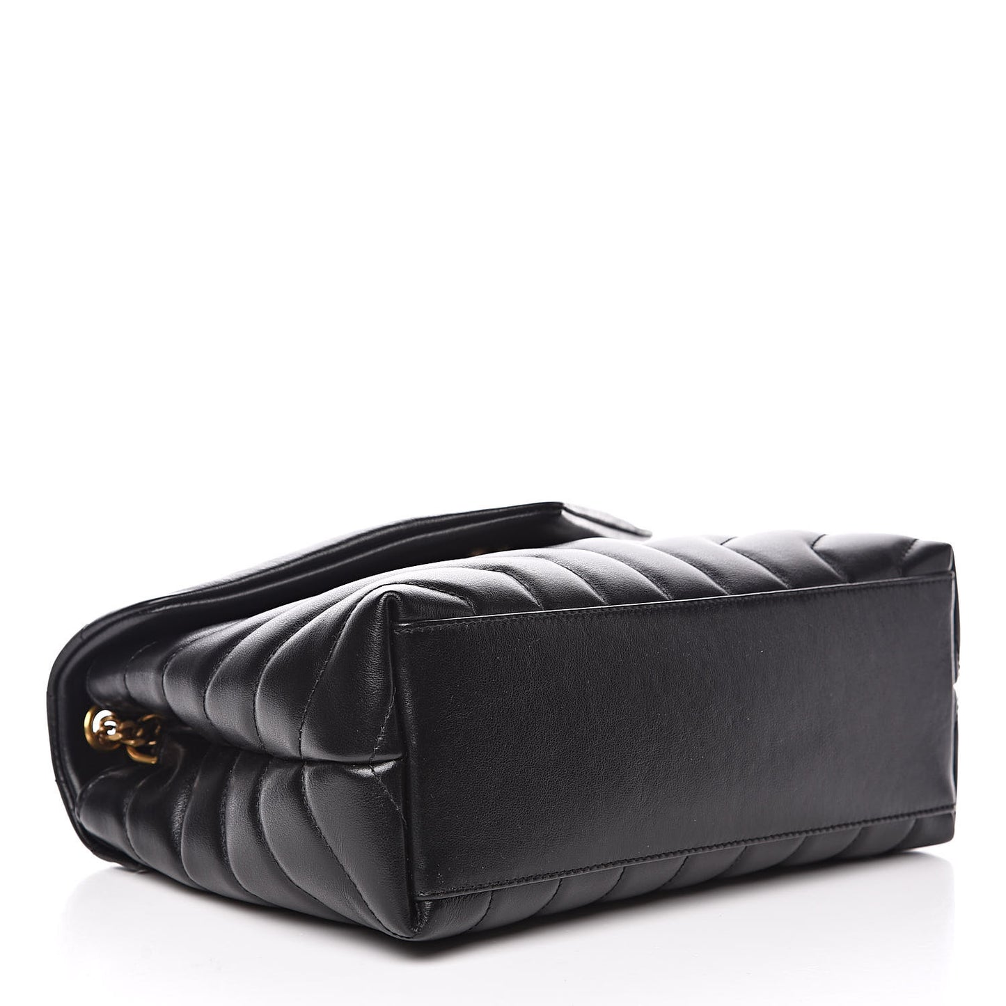Calfskin Y Quilted Monogram Small Loulou Chain Satchel Black