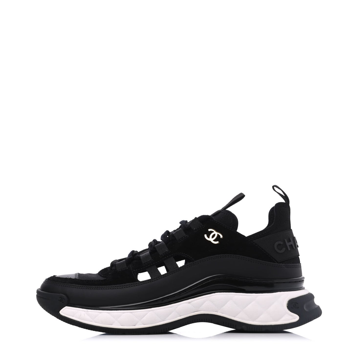Fabric Calfskin Suede CC Sneakers 39.5 Black