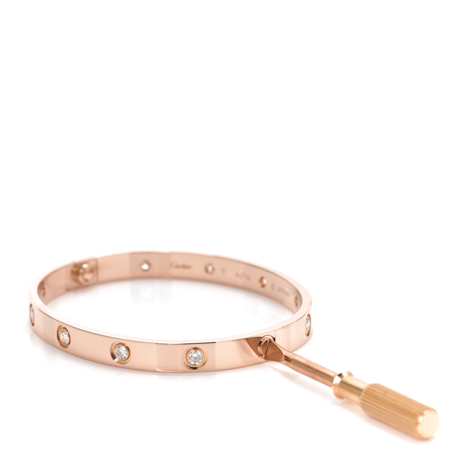 Cartier 18K Pink Gold 10 Diamond LOVE Bracelet 17 6 of 7