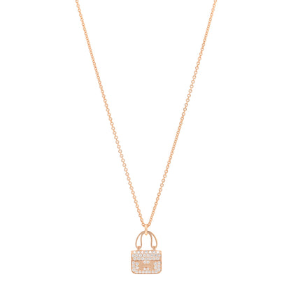 Hermes 18K Rose Gold Diamond Constance Amulettes Pendant Necklace 1 of 6