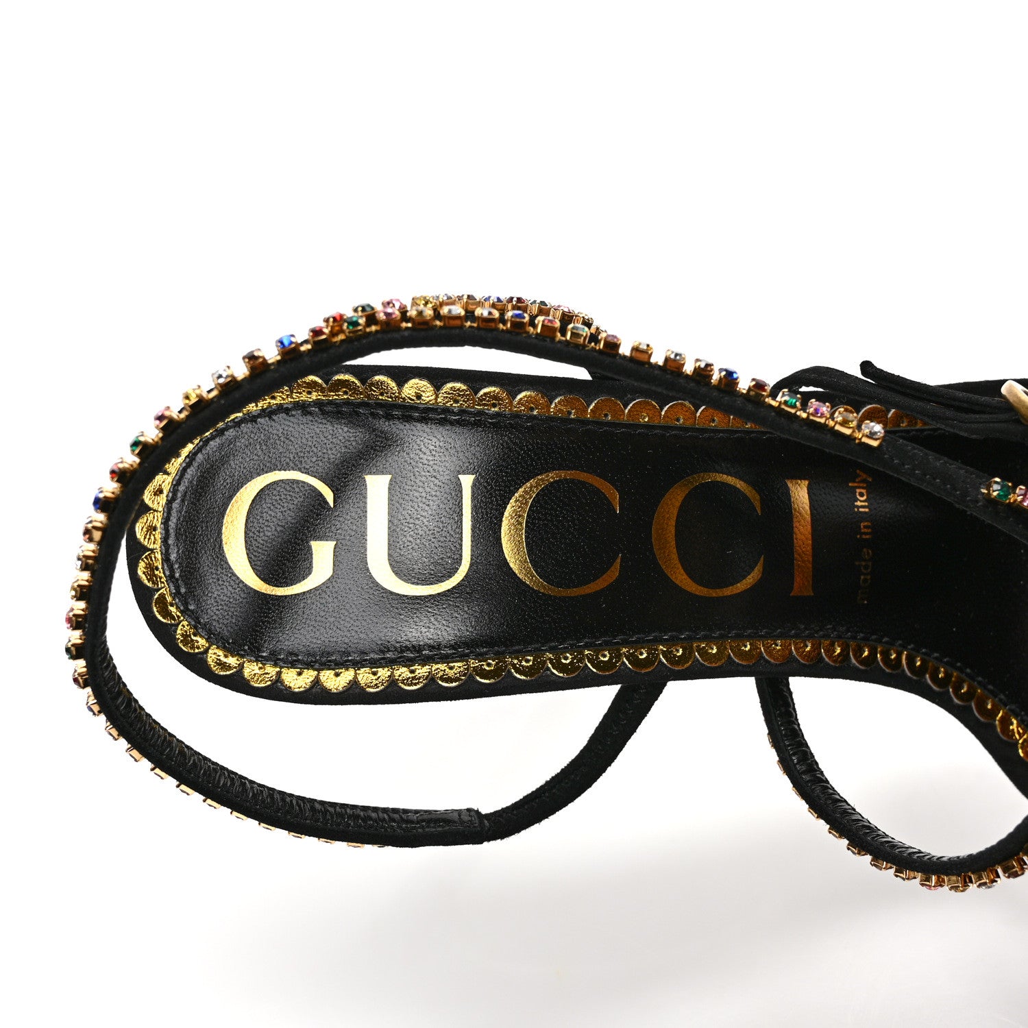 Gucci Kid Scamosciato Crystal Embellished Carmen High Heel Sandals 40 Black 7 of 8