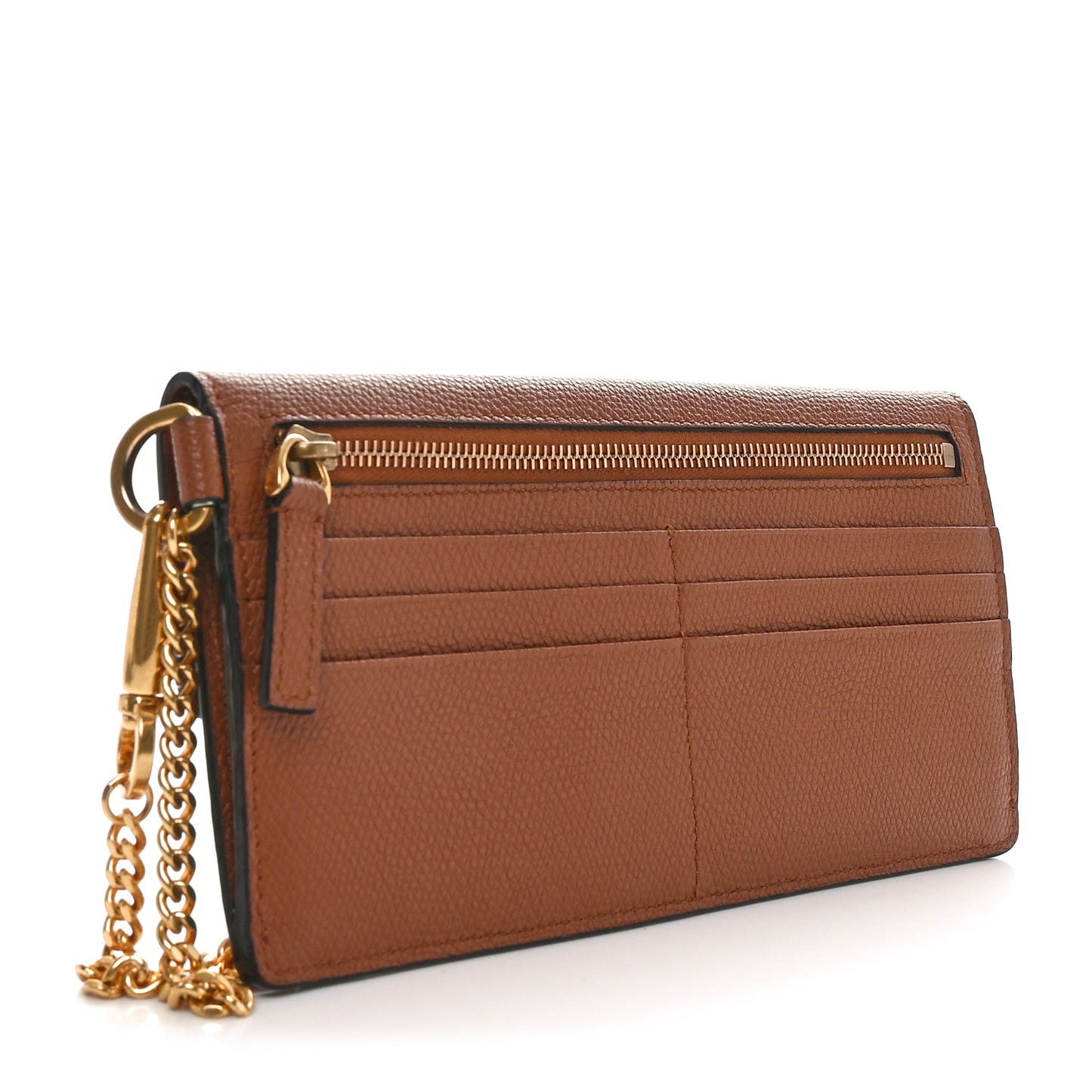 Grainy Calfskin Vlogo Wristlet Clutch Tan