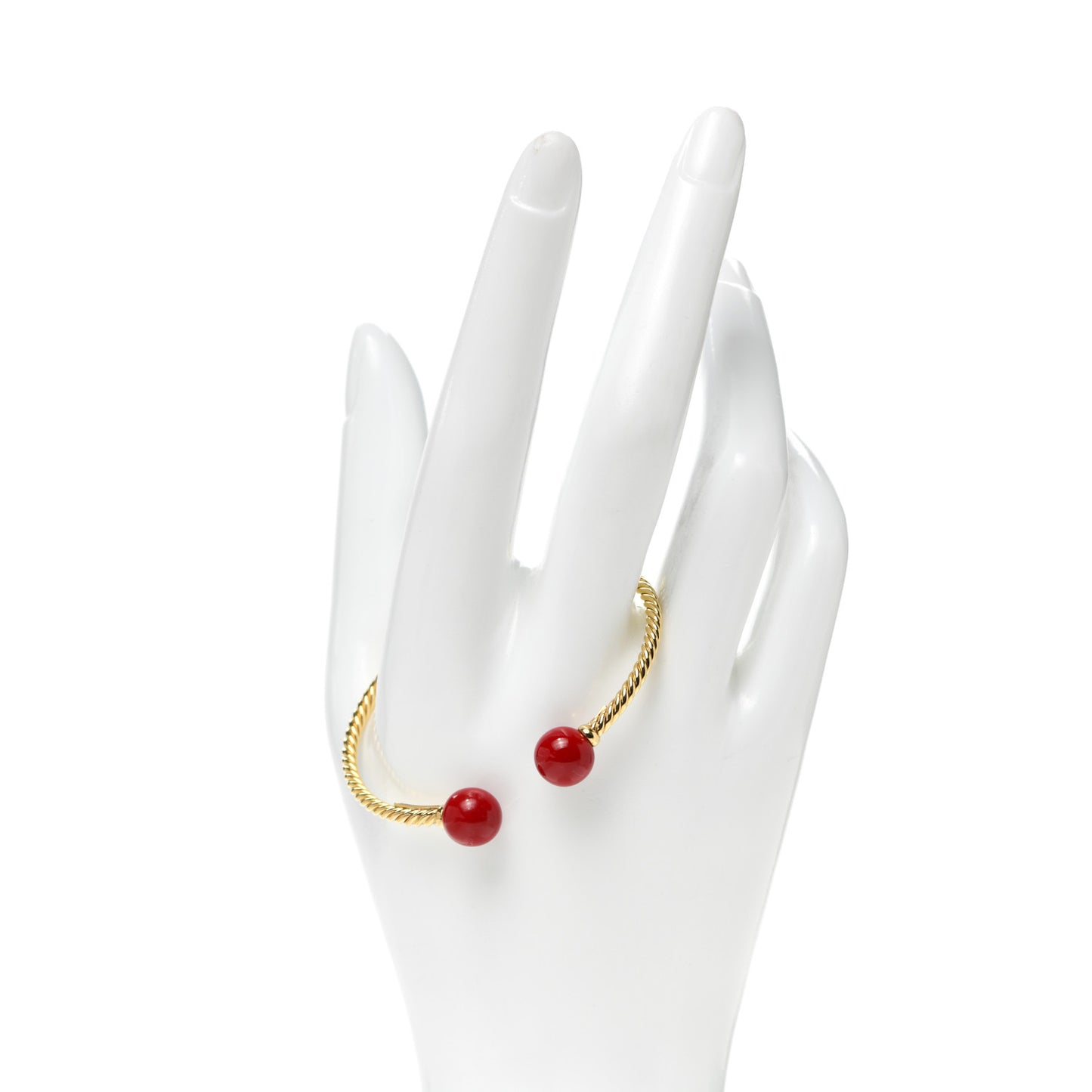 18K Yellow Gold Enamel 6mm Solari Bracelet Red