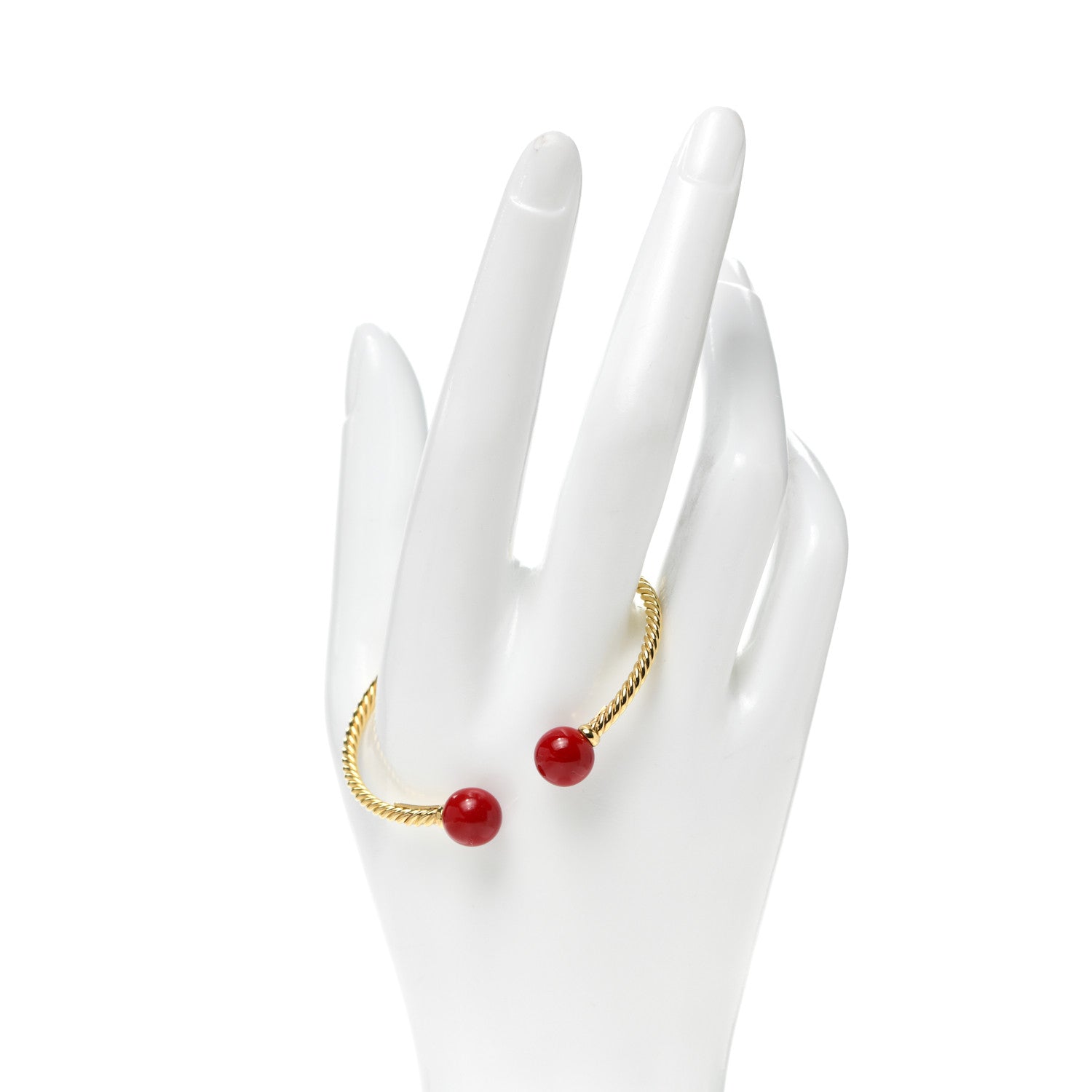 David Yurman 18K Yellow Gold Enamel 6mm Solari Bracelet Red 2 of 4