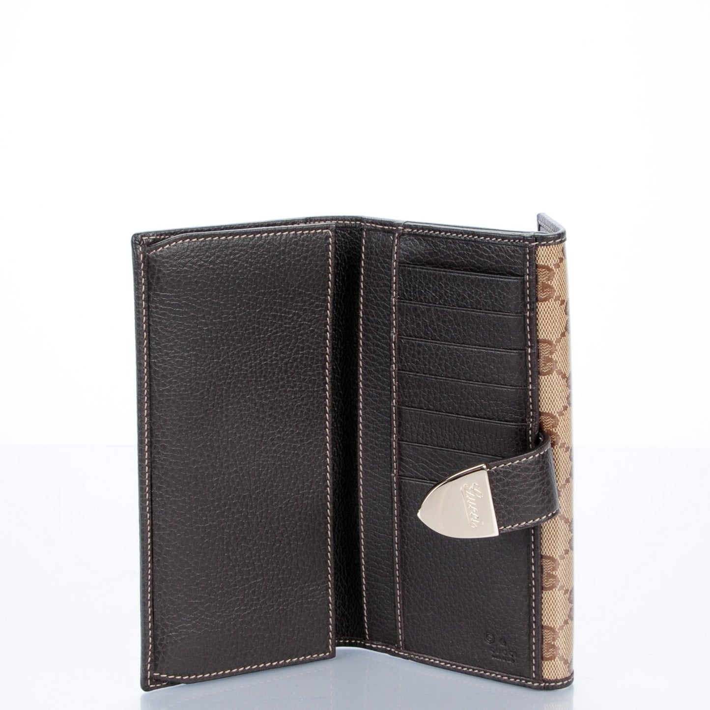 Crystal Monogram Dollar Calfskin Continental Wallet Beige Ebony Testa di Moro
