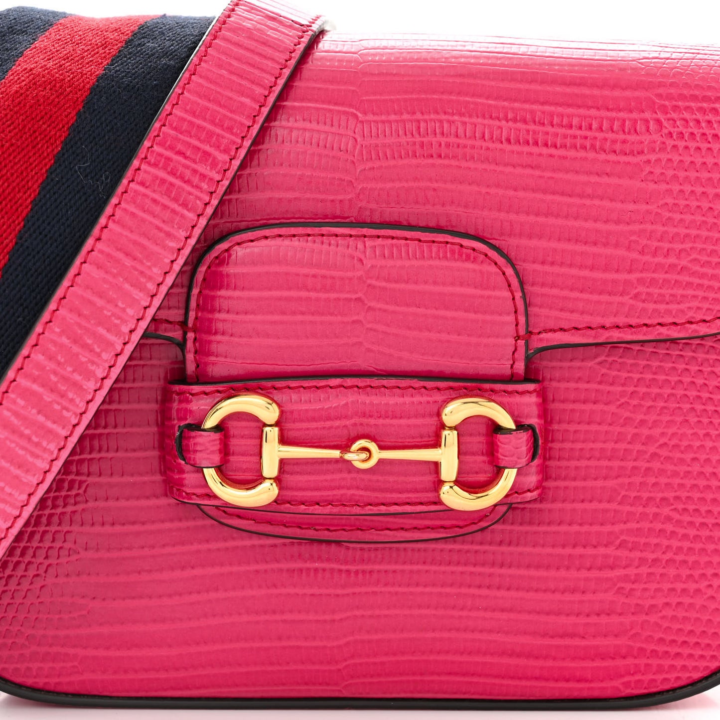 Lizard Web Mini Horsebit 1955 Shoulder Bag Pink