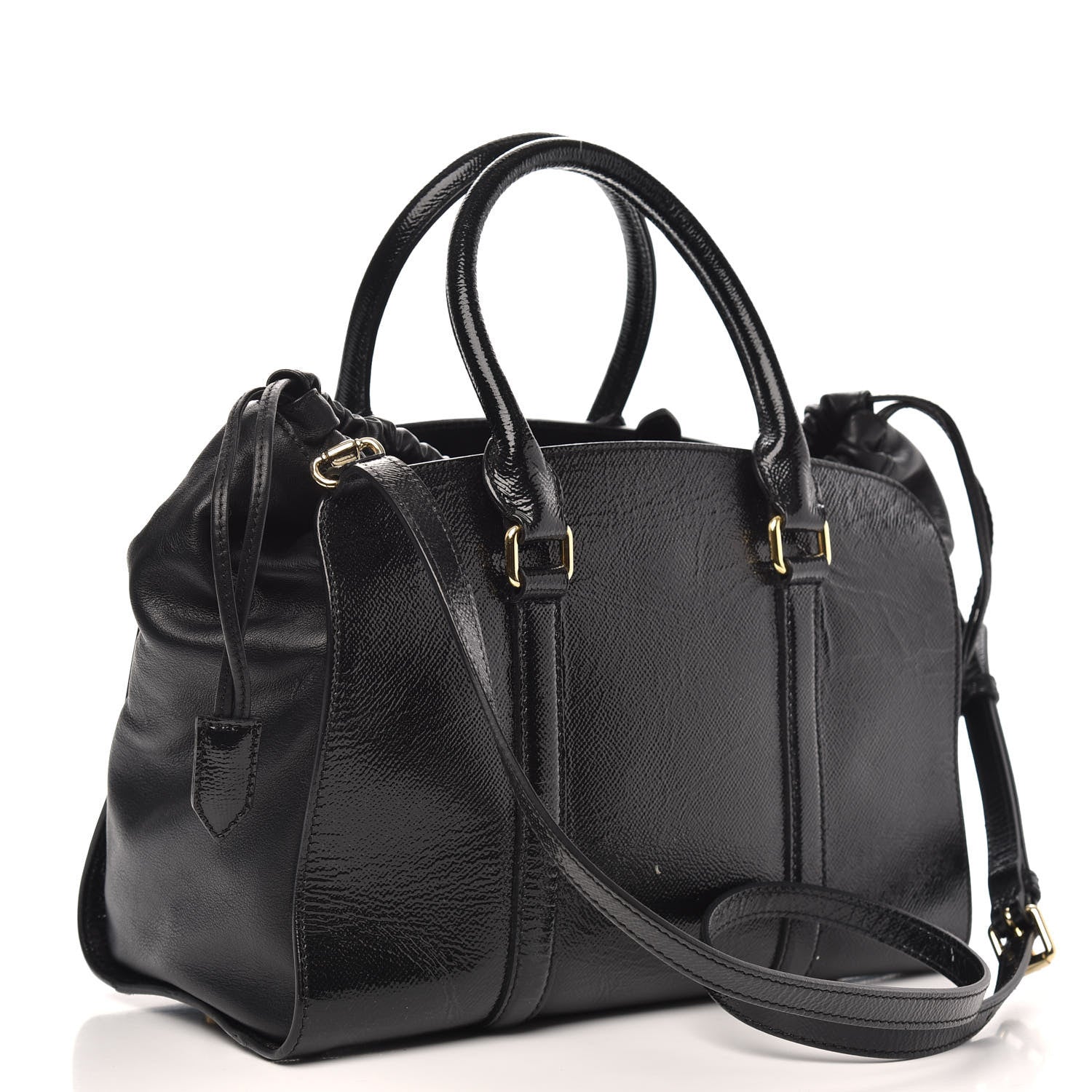 Burberry Patent Calfskin Medium Dinton Tote Black 3 of 10