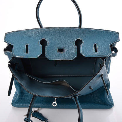 Hermes Taurillon Clemence Birkin 35 Blue Jean 8 of 33