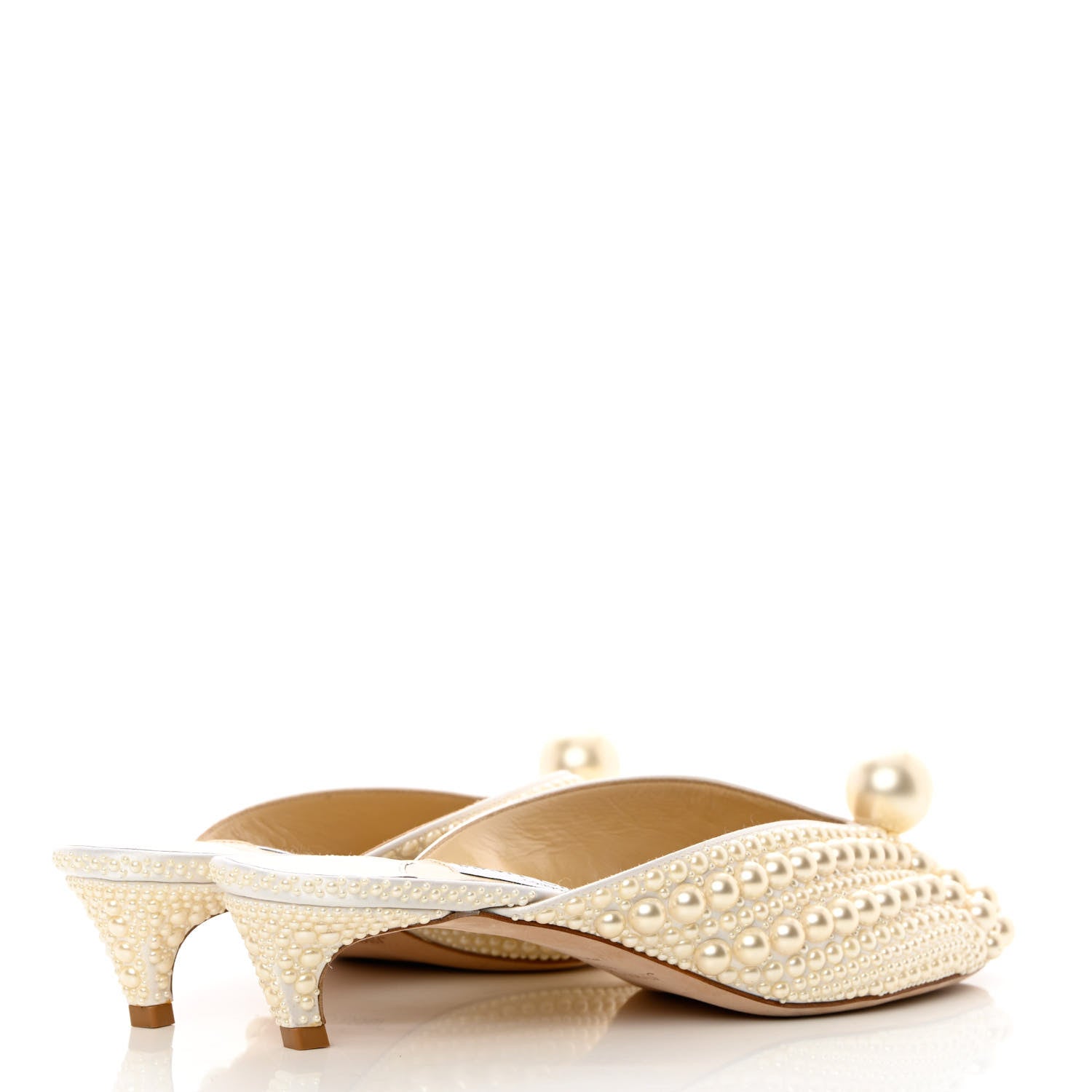 Jimmy Choo Satin Samantha Pearl Mules 39 White 8 of 16