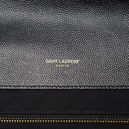 Saint Laurent Grain De Poudre Matelasse Chevron Large Monogram Satchel Black 6 of 15