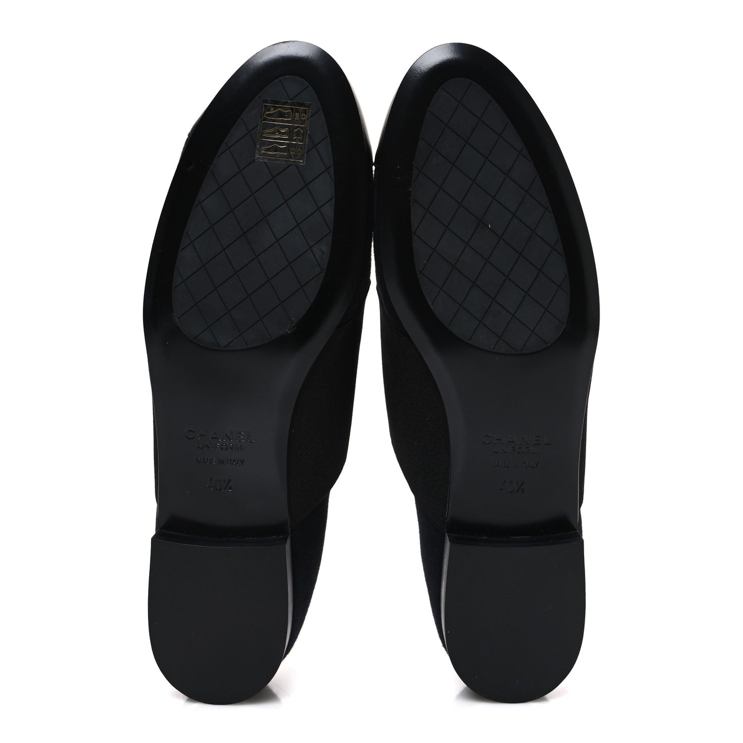 Calfskin Elastic Lace Up Cap Toe CC Loafers 40.5 Black Navy