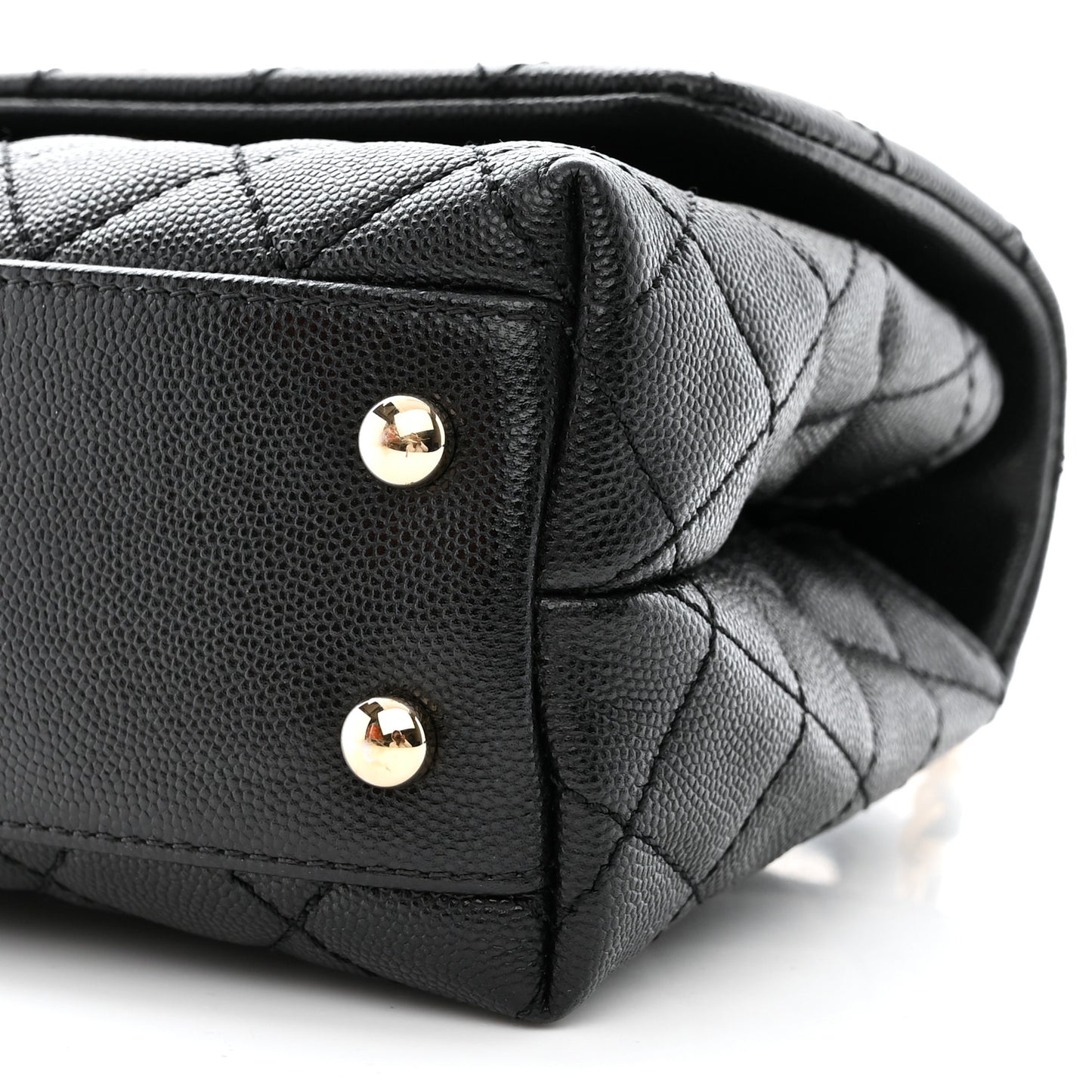 Caviar Quilted Mini Coco Handle Flap Black