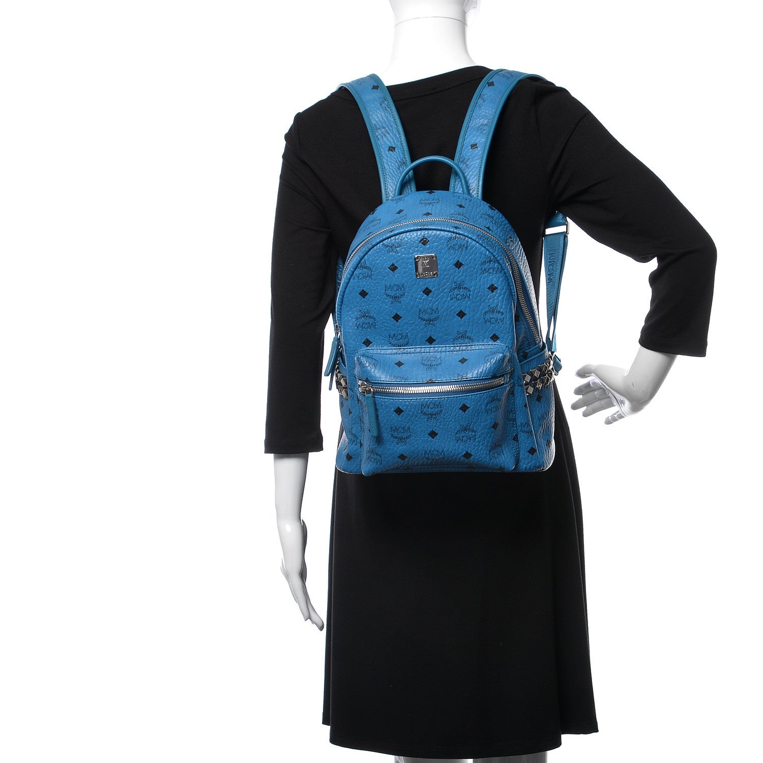 MCM Visetos Small Side Stud Stark Backpack Munich Blue 3 of 12
