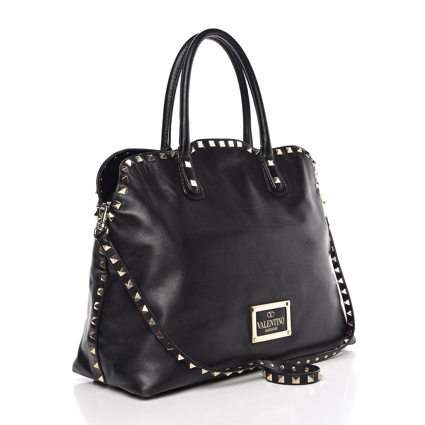 Vitello Rockstud Dome Satchel Black