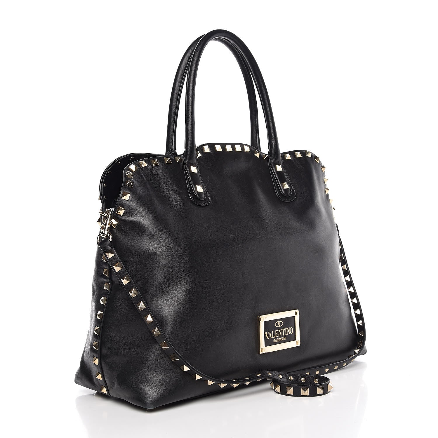 Valentino Garavani Vitello Rockstud Dome Satchel Black 4 of 13